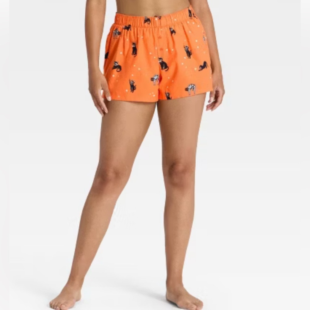 Women's Black Cat 100% Cotton Boxer Pajama Shorts - Hyde and EEK! Boutique™